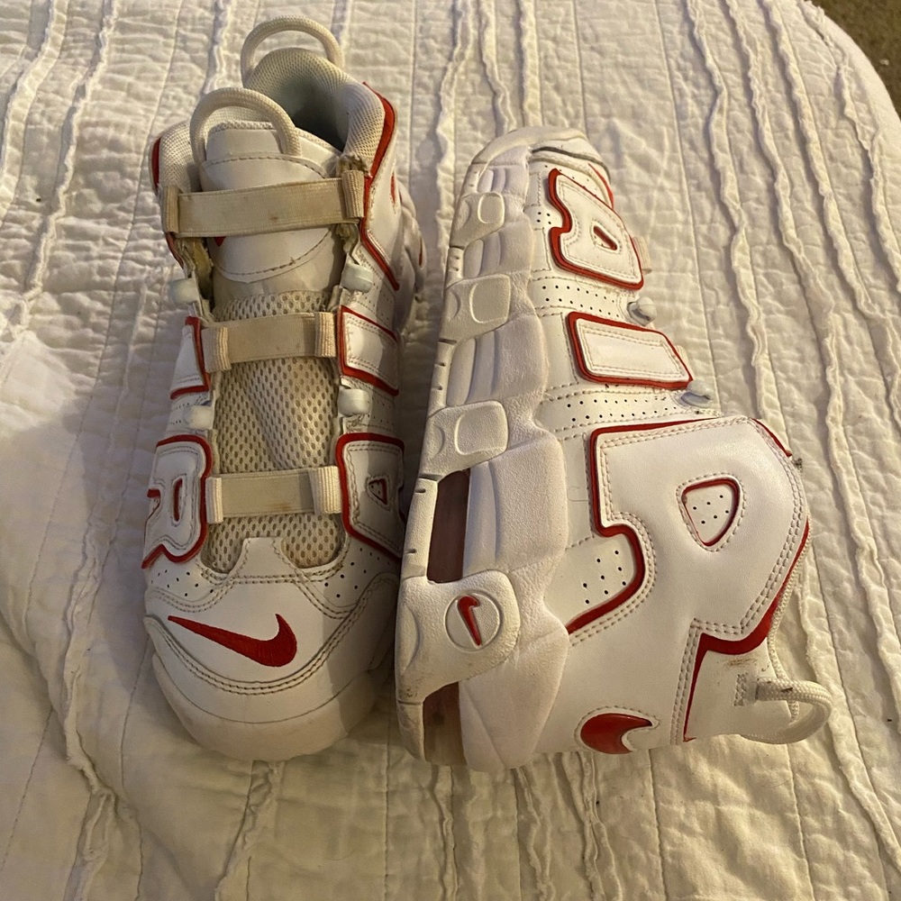 Nike Air Kids White and Red High-Top Sneakers